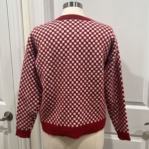 Madewell Wool Alpaca Blend Checkerboard Jacquard Pullover Sweater Size Smalll - Picture 5 of 13